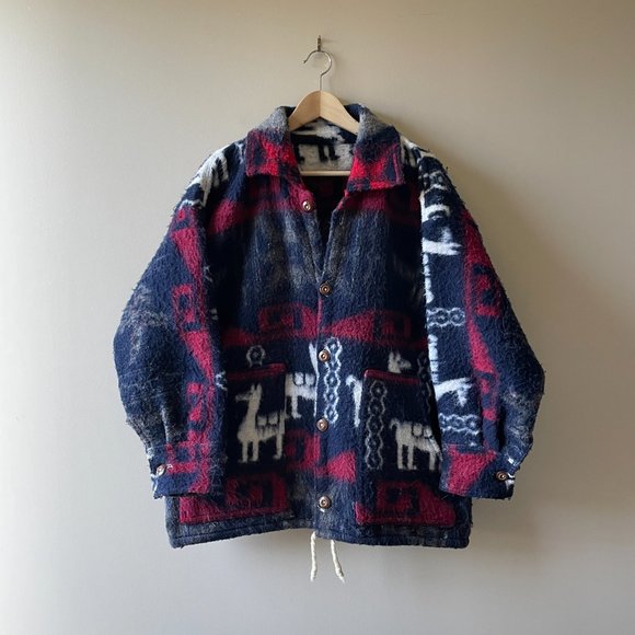 (Sold)| Oversized Aztec Print Llama Blanket jacket - Picture 2 of 12